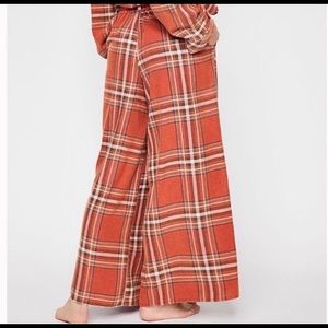 Free People Plaid Wide Leg Sleep Pants Sz Small